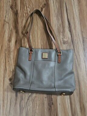 Dooney & Bourke Taupe Leather Tote with Brown Handles